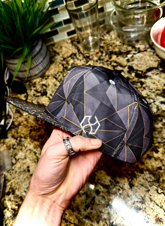 "Zanubis" Black and Gold 5 panel snapback